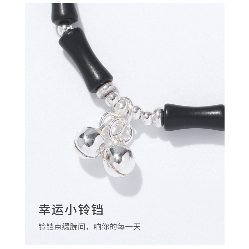 節節高升天然黑石疊戴竹節水晶手鍊女生地攤小眾輕奢飾品串珠手串(飾品批發)-細節圖2