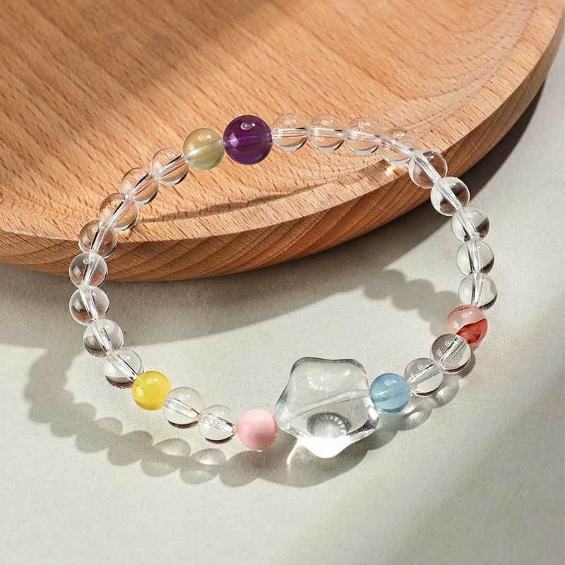 🔥現貨🔥白水晶多寶星星串珠手鍊女清新甜美海藍寶紫水晶手串【飾品批發】-細節圖2