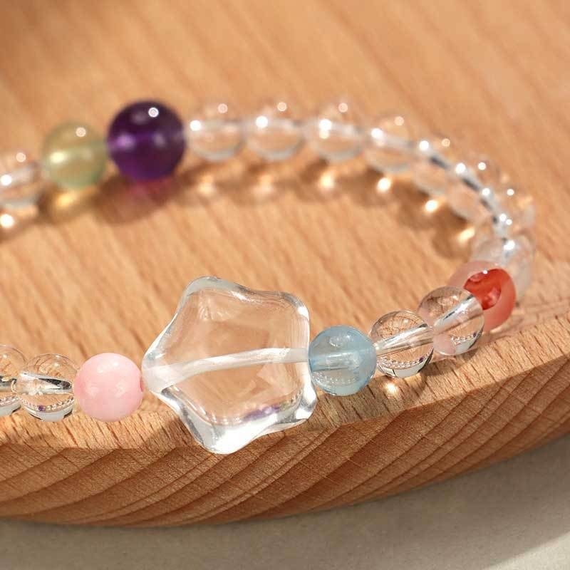 🔥現貨🔥白水晶多寶星星串珠手鍊女清新甜美海藍寶紫水晶手串【飾品批發】-細節圖3