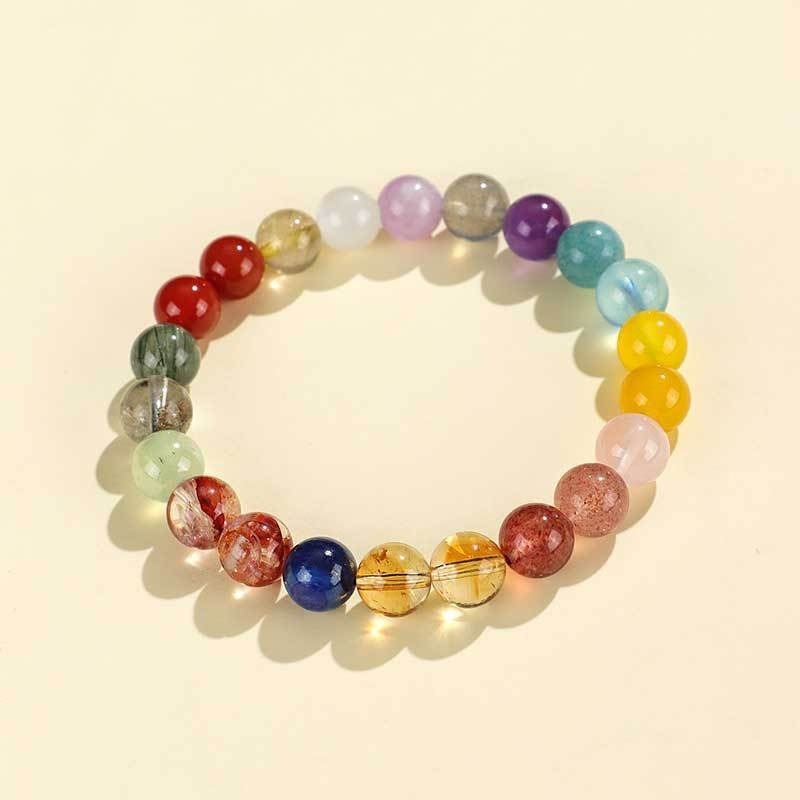 🔥現貨🔥草莓晶紫水晶串珠多寶手鍊女小眾高級感粉晶海藍寶手串手飾【飾品批發】-細節圖4