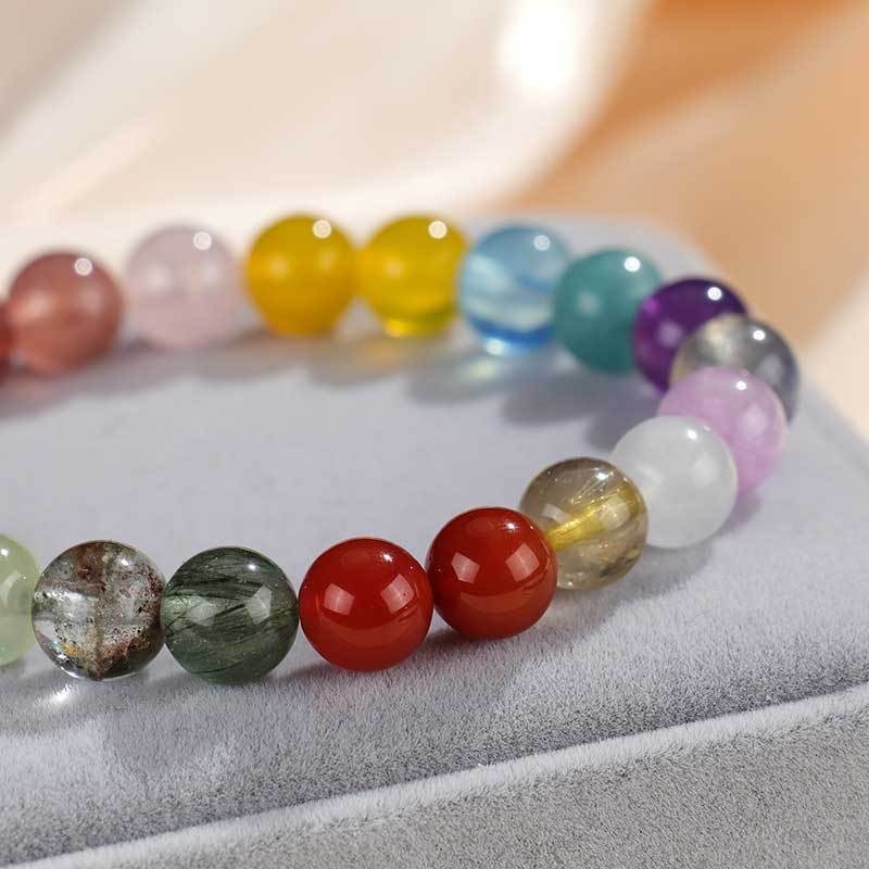 🔥現貨🔥草莓晶紫水晶串珠多寶手鍊女小眾高級感粉晶海藍寶手串手飾【飾品批發】-細節圖5