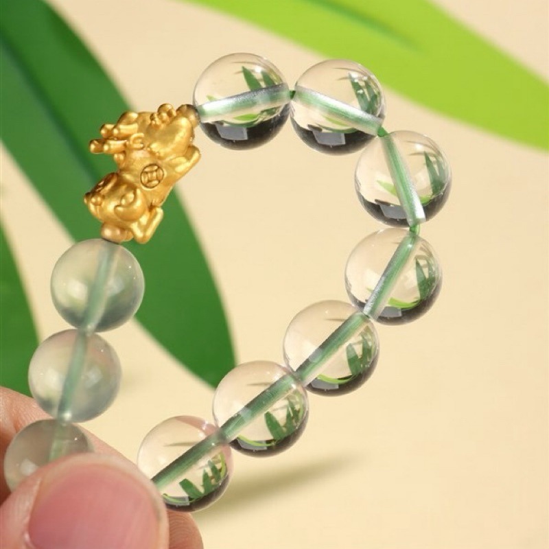 🔥現貨🔥999銀貔貅葡萄石紫水晶串珠手鍊女時尚白水晶手串手飾【飾品批發】-細節圖6