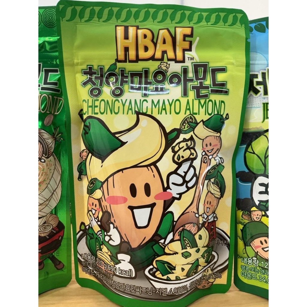 🇰🇷 韓國 HBAF 杏仁巧克力 120g｜辣炒年糕／濟州抹茶／青陽美奶滋／烤洋蔥風味/焦糖鹽味/烤玉米-細節圖3