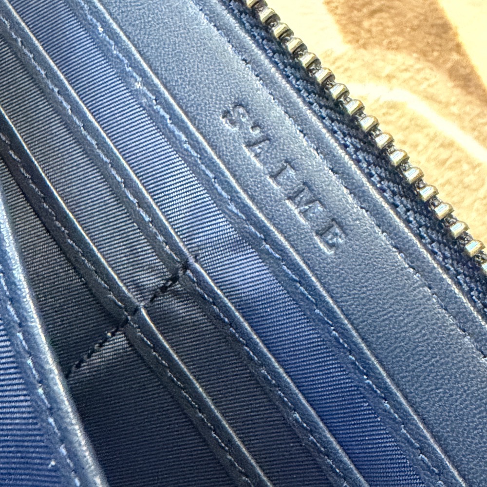 S＇AIME 真皮 防刮 側拉 長夾 皮夾 藍-細節圖2