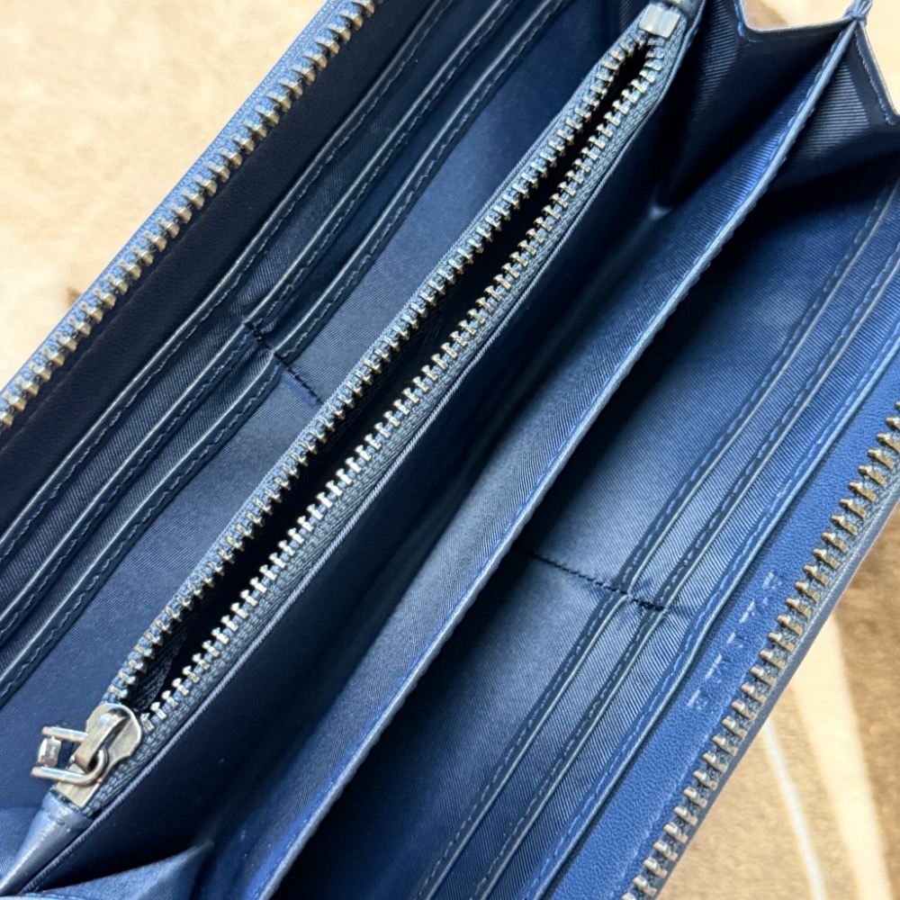 S＇AIME 真皮 防刮 側拉 長夾 皮夾 藍-細節圖3