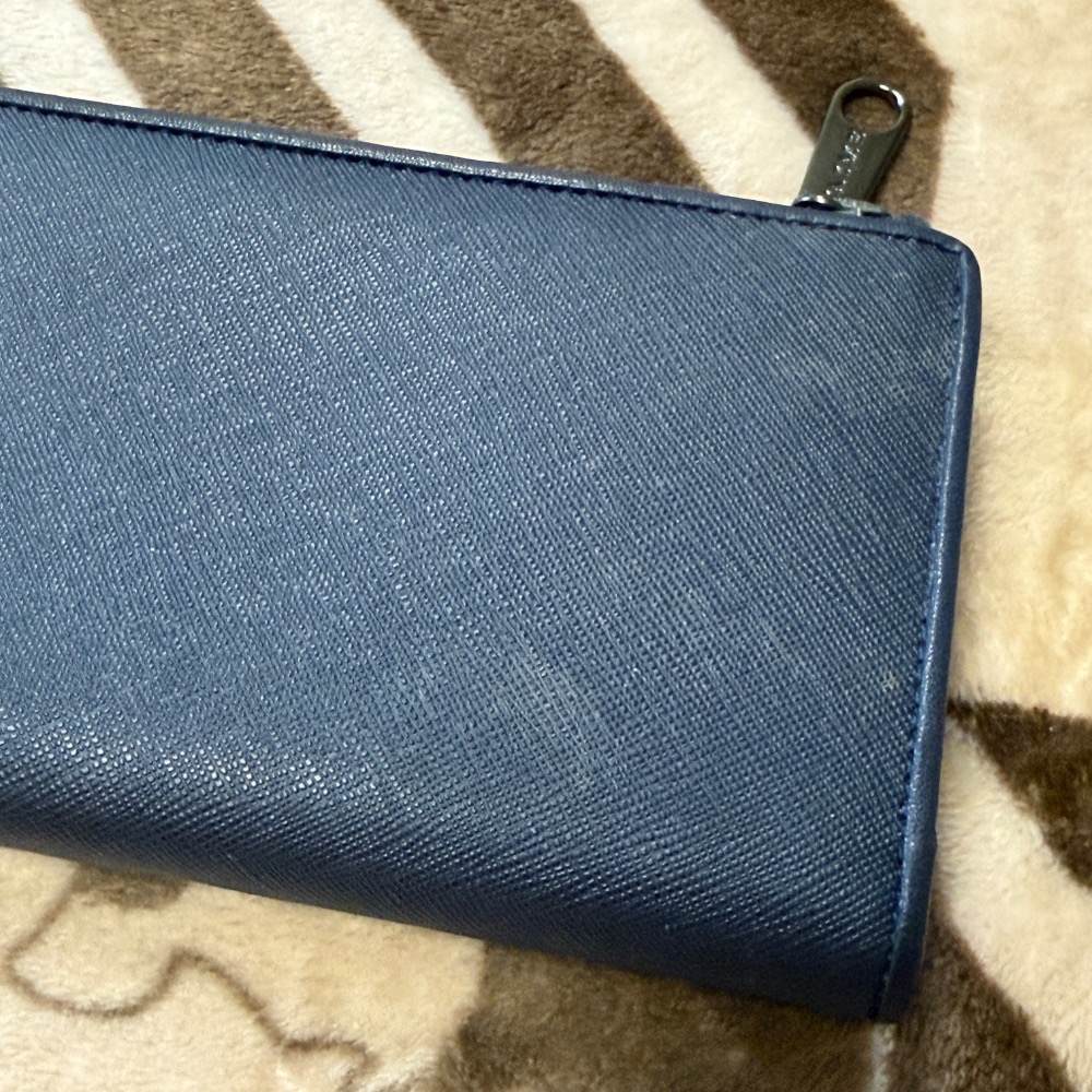 S＇AIME 真皮 防刮 側拉 長夾 皮夾 藍-細節圖4