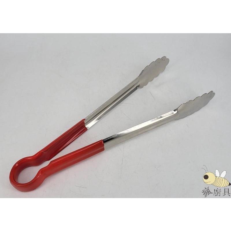 【瘋廚具】附發票 【統】不鏽鋼梅花夾(紅柄) 9＂ 12＂ 14＂ 16＂-細節圖2
