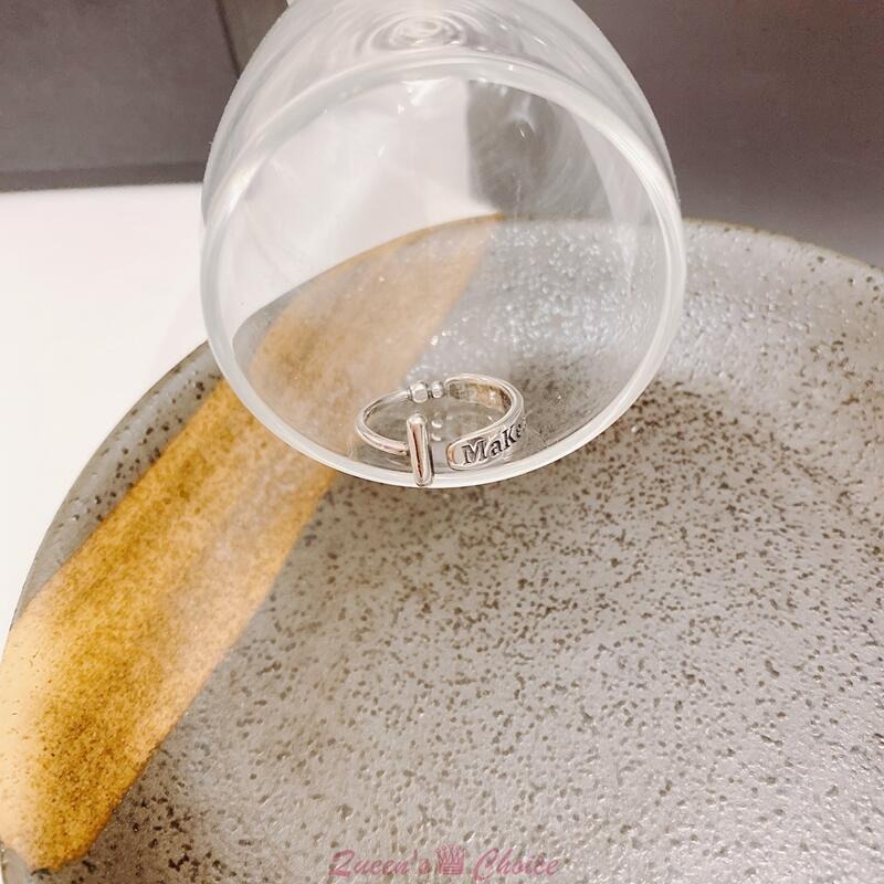 簡約字母MAKEME開口S925純銀戒指-細節圖2