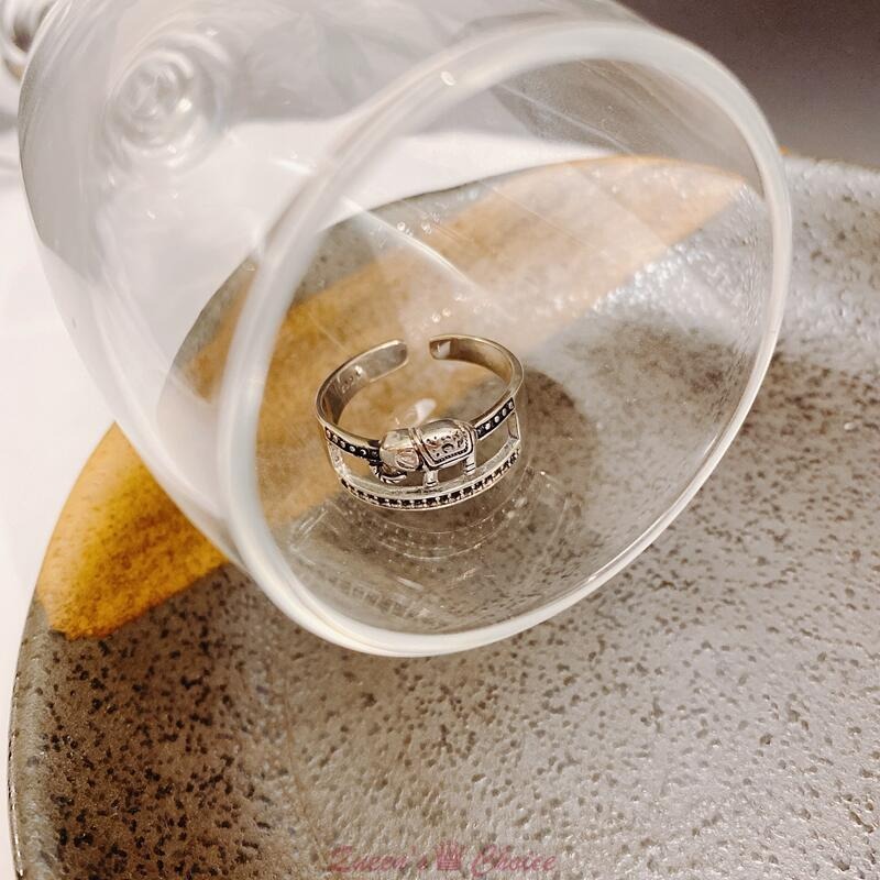 異國風情印度象鋯石S925純銀戒指-細節圖5