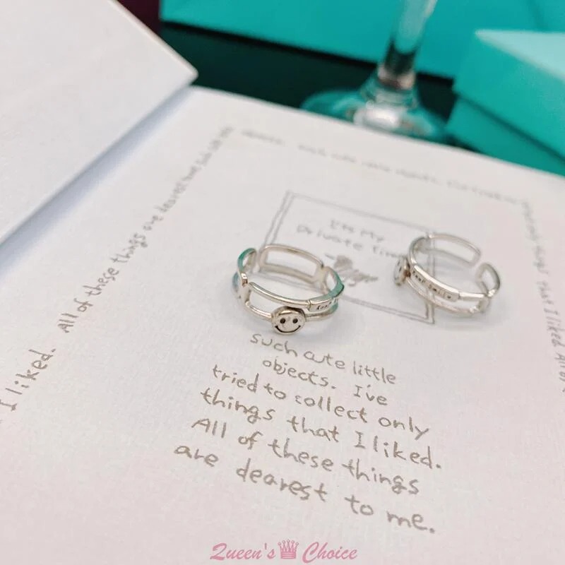 簡約笑臉S925純銀開口戒指-細節圖3