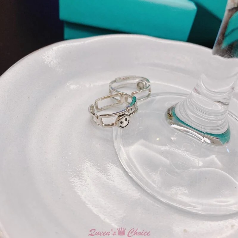 簡約笑臉S925純銀開口戒指-細節圖4