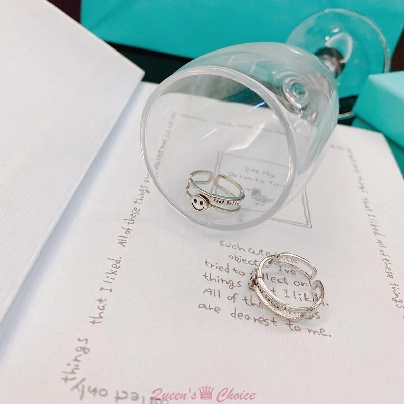 簡約笑臉S925純銀開口戒指-細節圖5