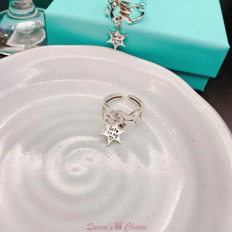 獨家款垂掛六芒星S925純銀戒指-細節圖3