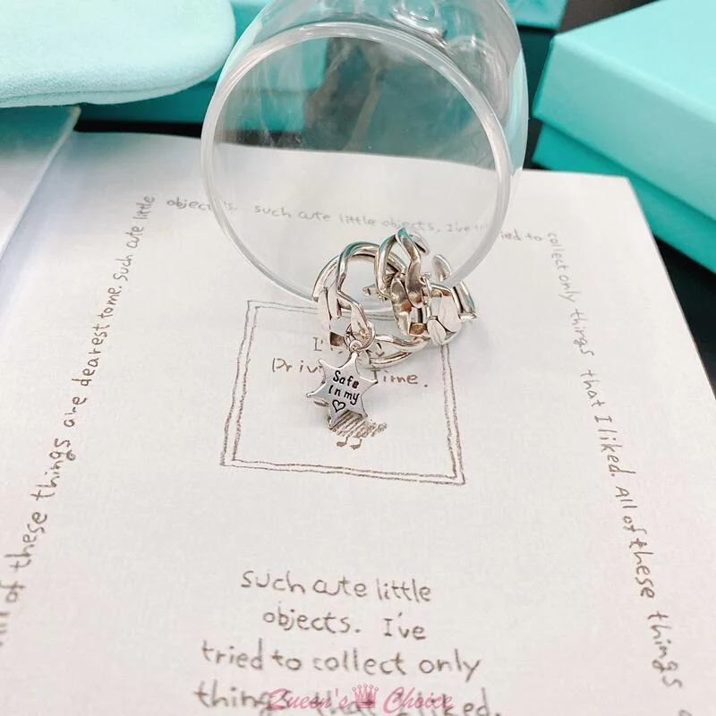 獨家款垂掛六芒星S925純銀戒指-細節圖4