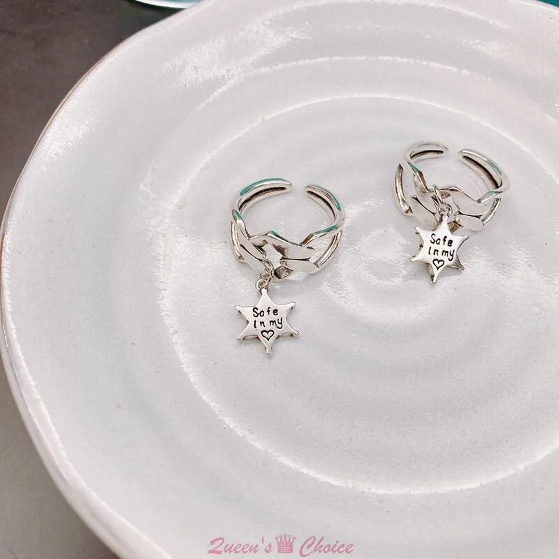 獨家款垂掛六芒星S925純銀戒指-細節圖6