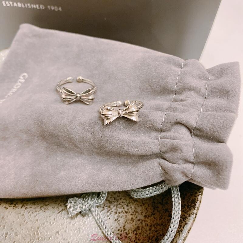 立體蝴蝶結S925純銀戒指-細節圖2