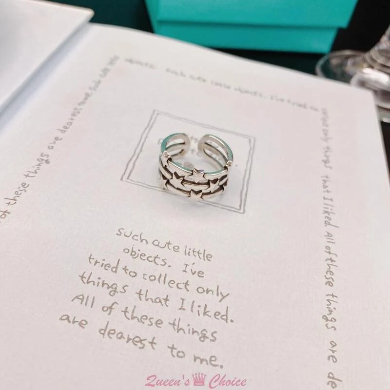 三層星星S925純銀戒指-細節圖2