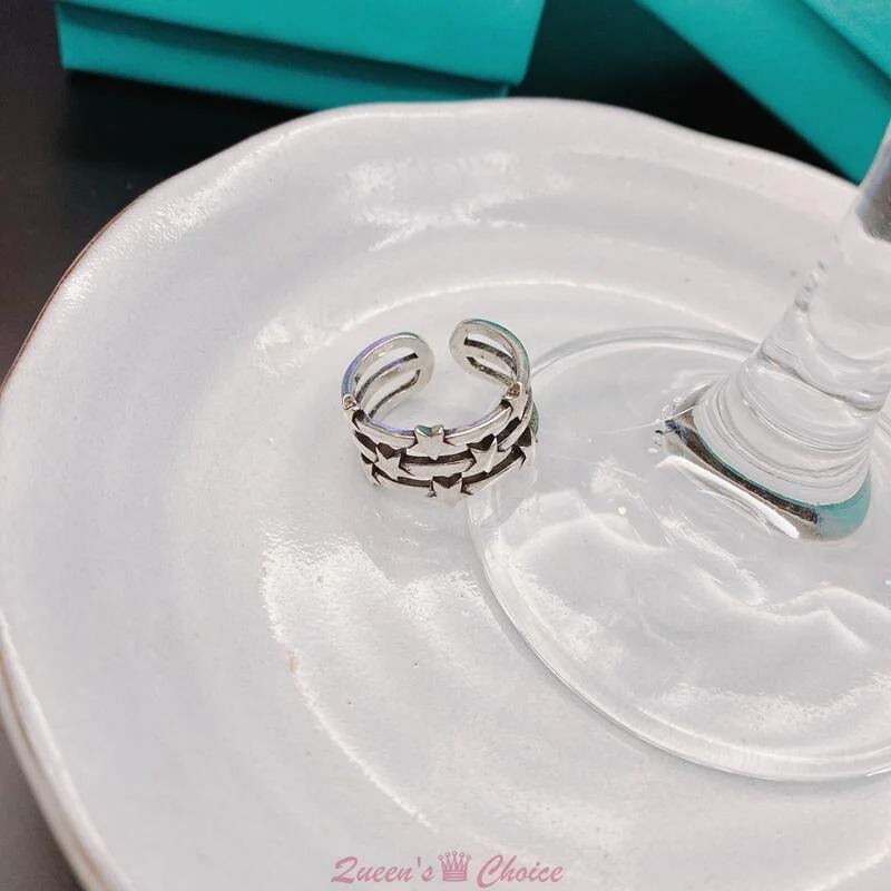 三層星星S925純銀戒指-細節圖4