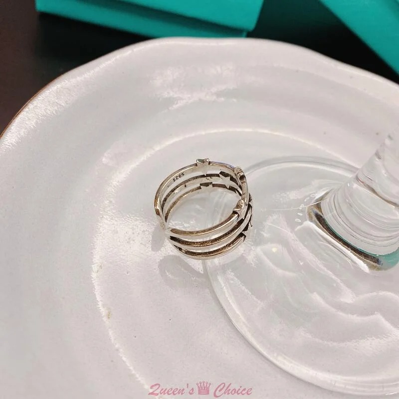 三層星星S925純銀戒指-細節圖5