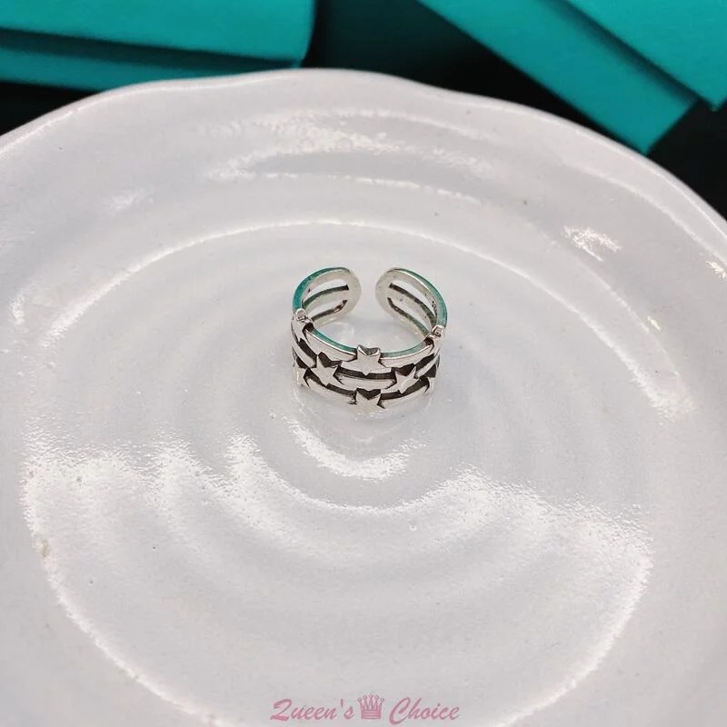 三層星星S925純銀戒指-細節圖6