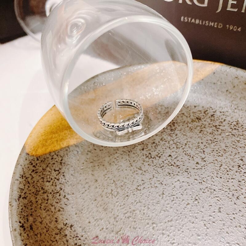 精巧麻花蝴蝶結S925純銀戒指-細節圖5