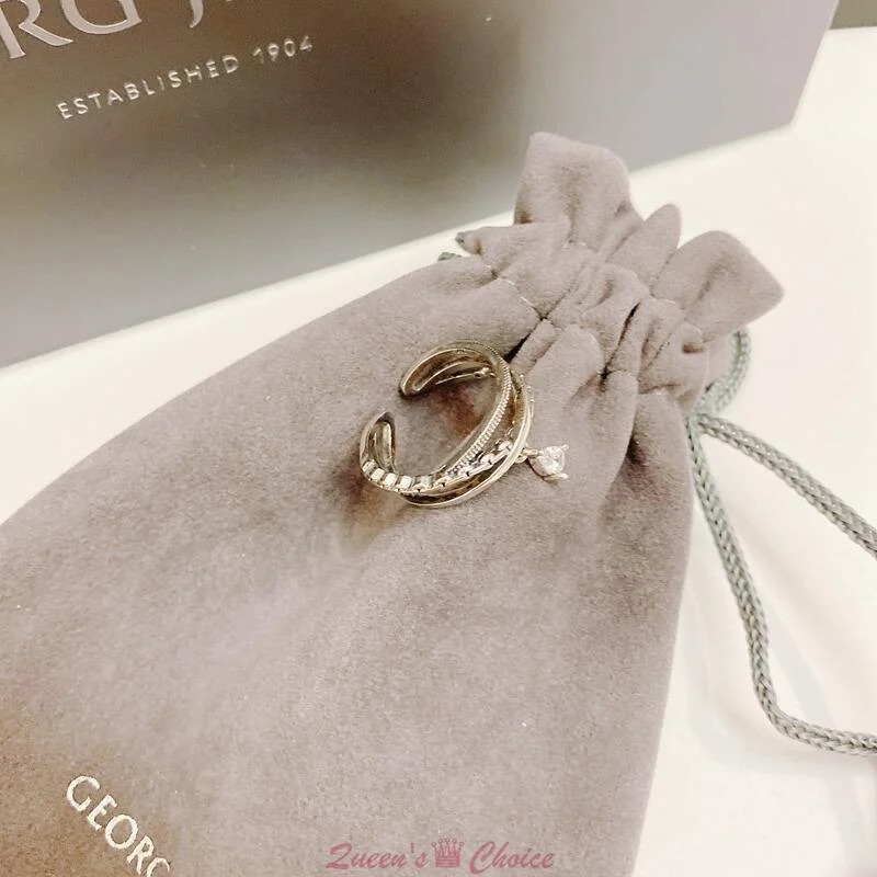 交叉線麻花垂掛鑽S925純銀戒指-細節圖4