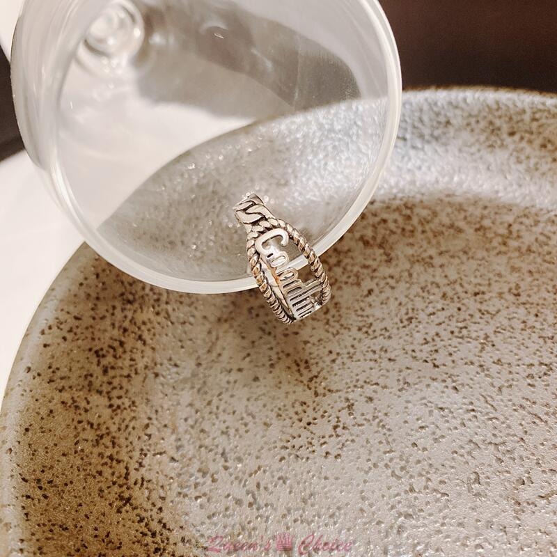 美式風格Googluck大字母S925純銀戒指-細節圖2