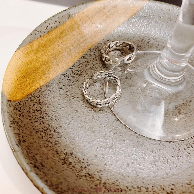 鎖鏈造型開口S925純銀戒指-細節圖2