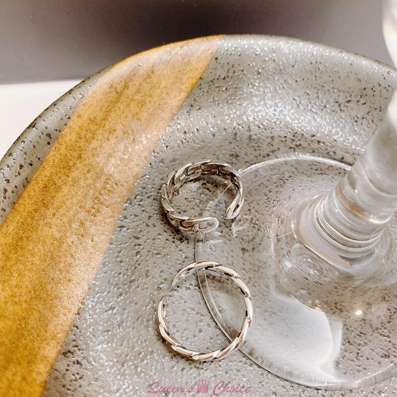 鎖鏈造型開口S925純銀戒指-細節圖3