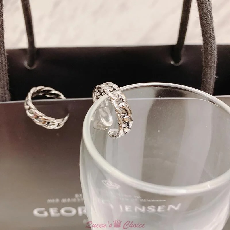 鎖鏈造型開口S925純銀戒指-細節圖5