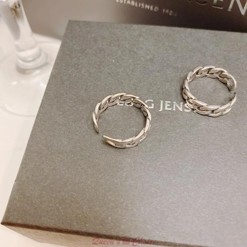 鎖鏈造型開口S925純銀戒指-細節圖6