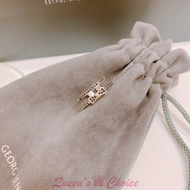 黑色小碎鑽蝴蝶結S925純銀戒指-細節圖6