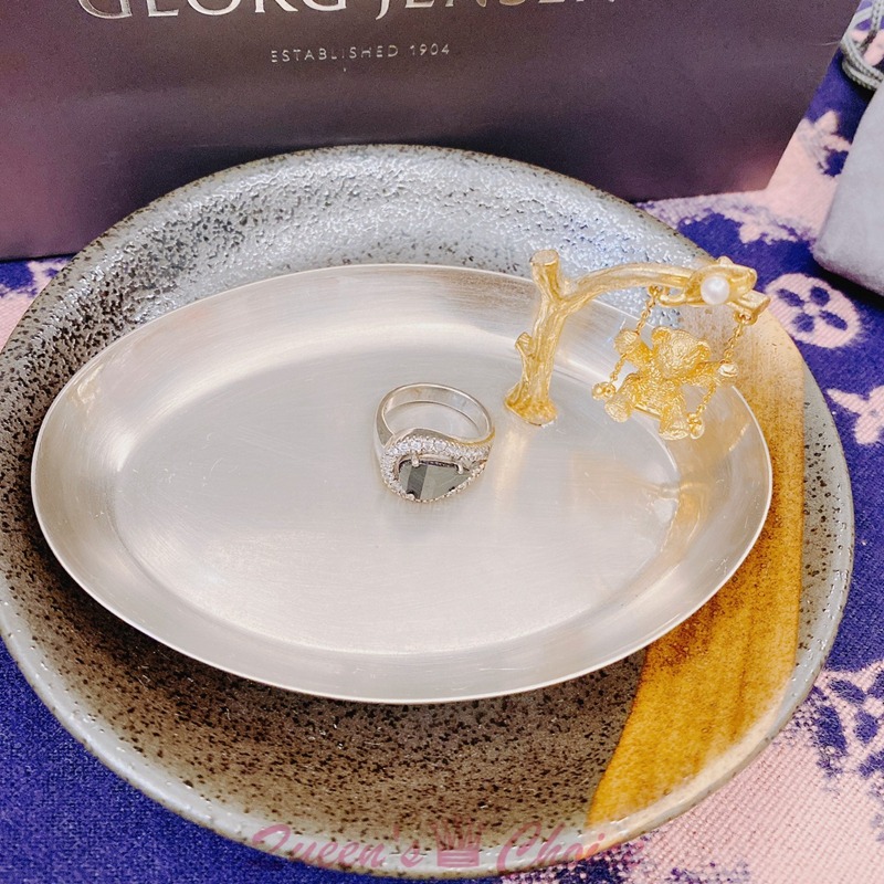 黑色水滴鑲鑽邊S925純銀戒指-細節圖3