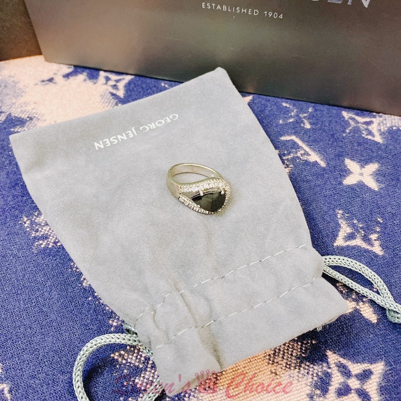 黑色水滴鑲鑽邊S925純銀戒指-細節圖6