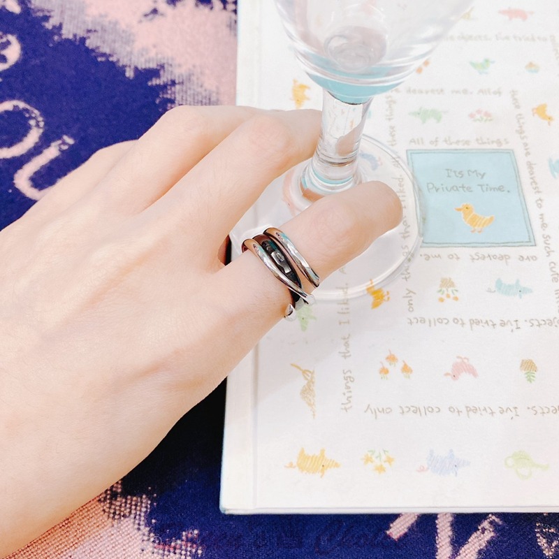 中性款銀黑線條百搭鋼戒-細節圖6