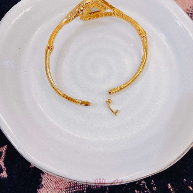 金色愛心大水鑽卡扣L316手環-細節圖2