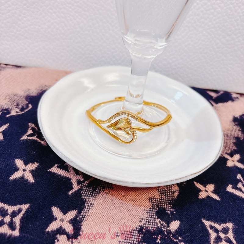 金色愛心大水鑽卡扣L316手環-細節圖6