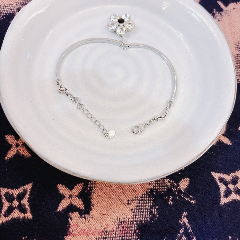 清新款垂墜小花奧地利水鑽316L手鍊/手環-細節圖3