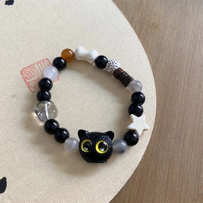 畢業季禮物起司黑白芝麻呆萌小貓手串高顏值禮品小眾情侶手鍊結緣品送閨蜜小-細節圖3