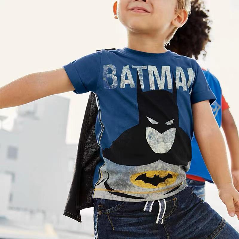 iWeiffy❤台灣現貨+發票  男童 歐美兒童 短袖純棉Ｔ恤 Ｔ-shirt 夏季 超人 蝙蝠俠 披風 英雄 DC-細節圖2