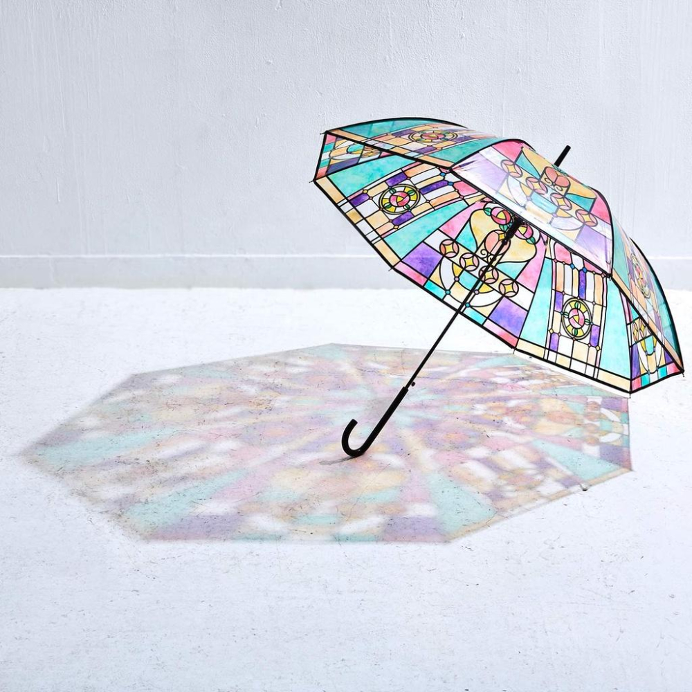 iWeiffy❤台灣現貨+發票 梅雨季 日本大正浪漫氛圍 彩繪玻璃 教堂玻璃 透明直柄晴雨傘 雨傘 兒童雨傘  少女風-細節圖2
