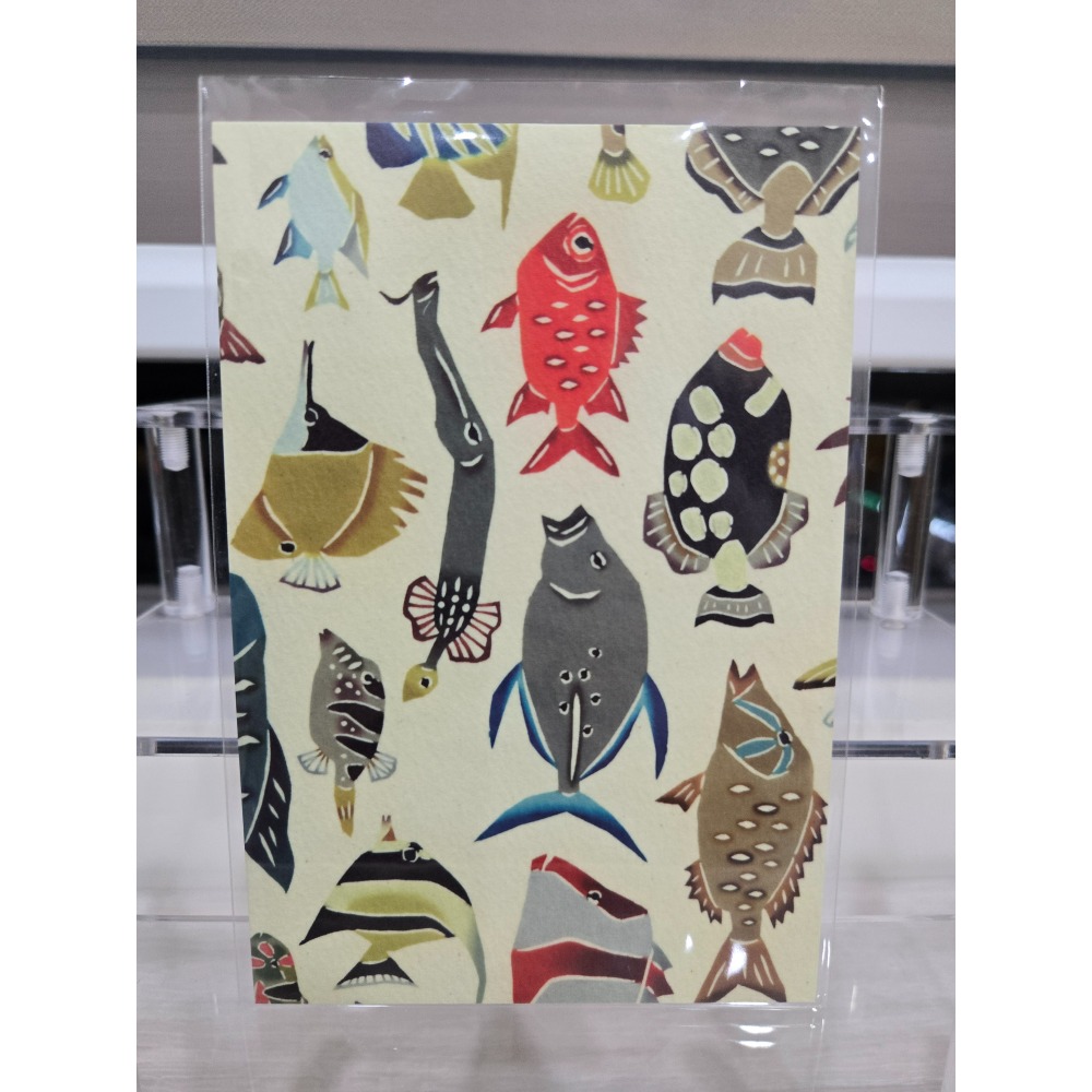 沖繩 明信片 紅型工房 獅薩 鯨鯊 月桃紙 海牛-規格圖1