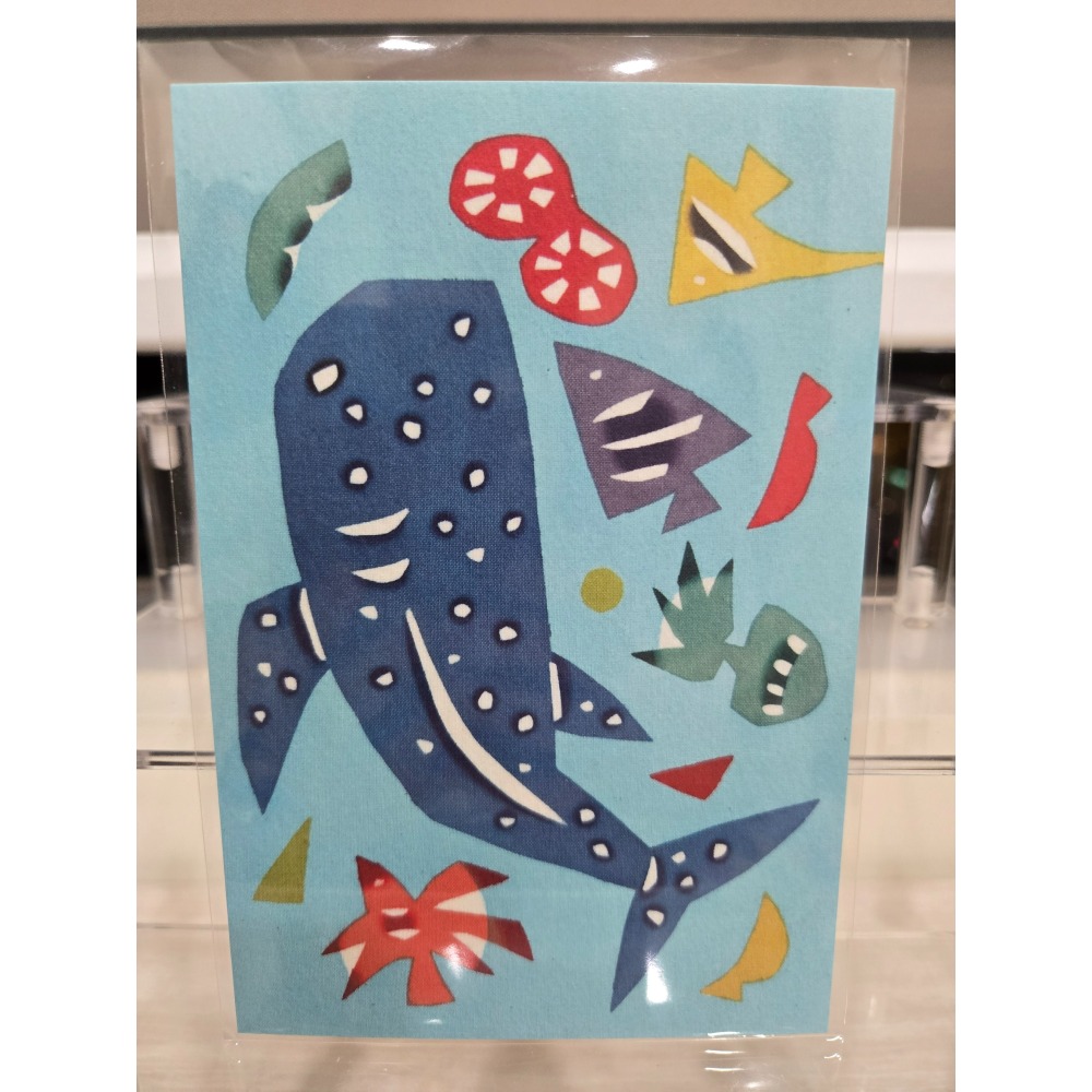 沖繩 明信片 紅型工房 獅薩 鯨鯊 月桃紙 海牛-規格圖1