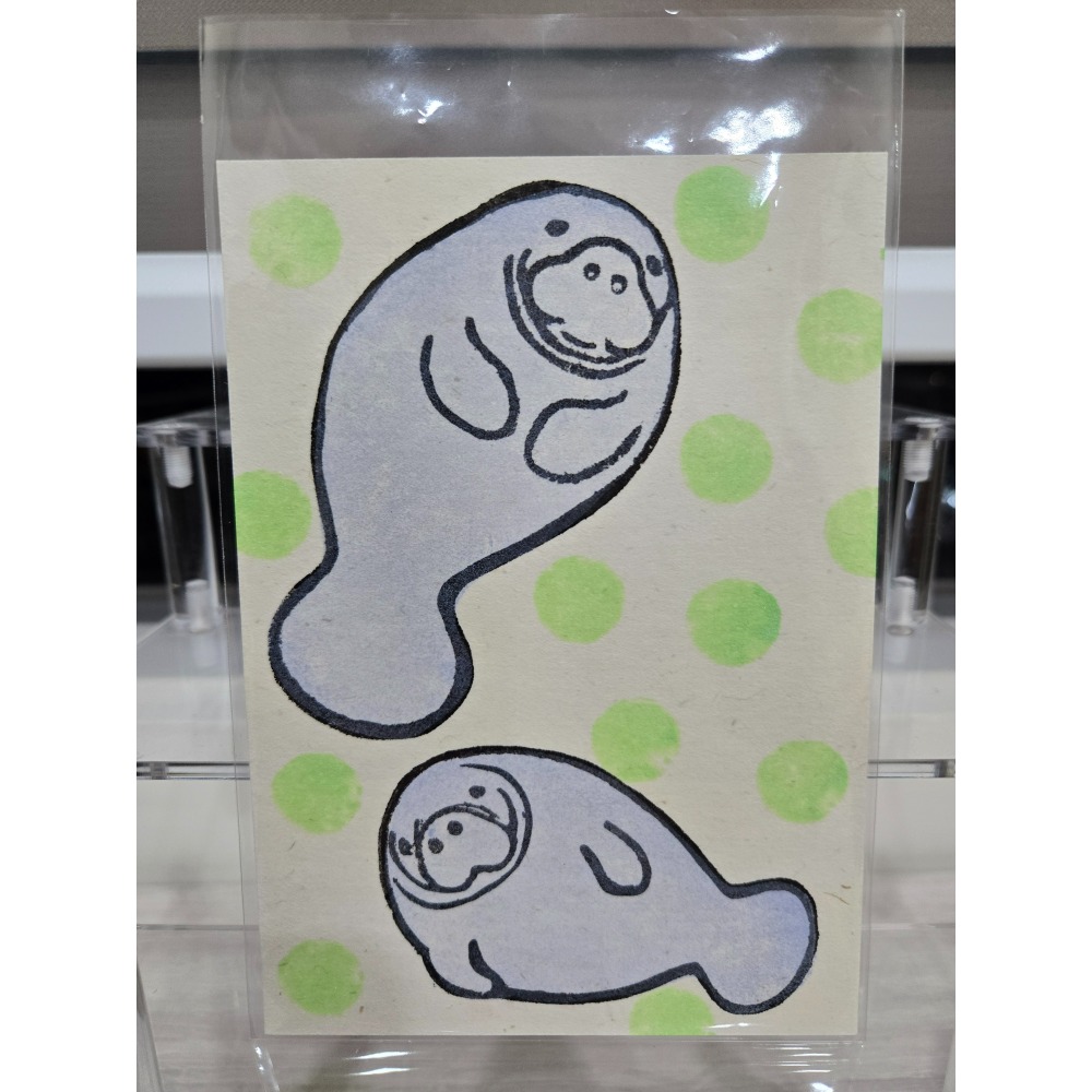 沖繩 明信片 紅型工房 獅薩 鯨鯊 月桃紙 海牛-規格圖1