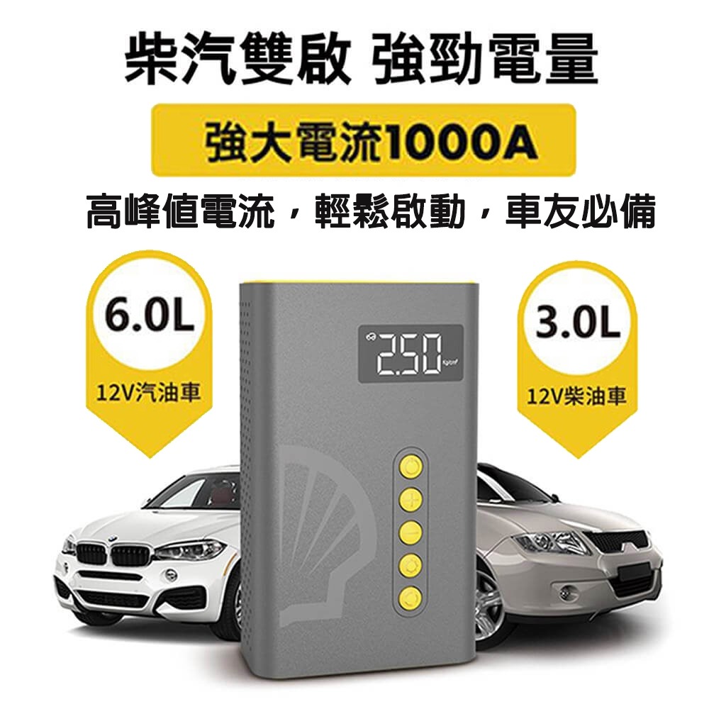 【現貨免運】Shell 殼牌4合1汽車急救電源打氣機 SL-AC001JP 救車+打氣+行動電源+LED燈 認證有保障-細節圖6