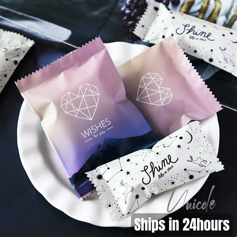 WISHES 漸層紫愛心風景鋁箔袋（100入）袋｜雪花酥／餅乾／包裝袋-細節圖2