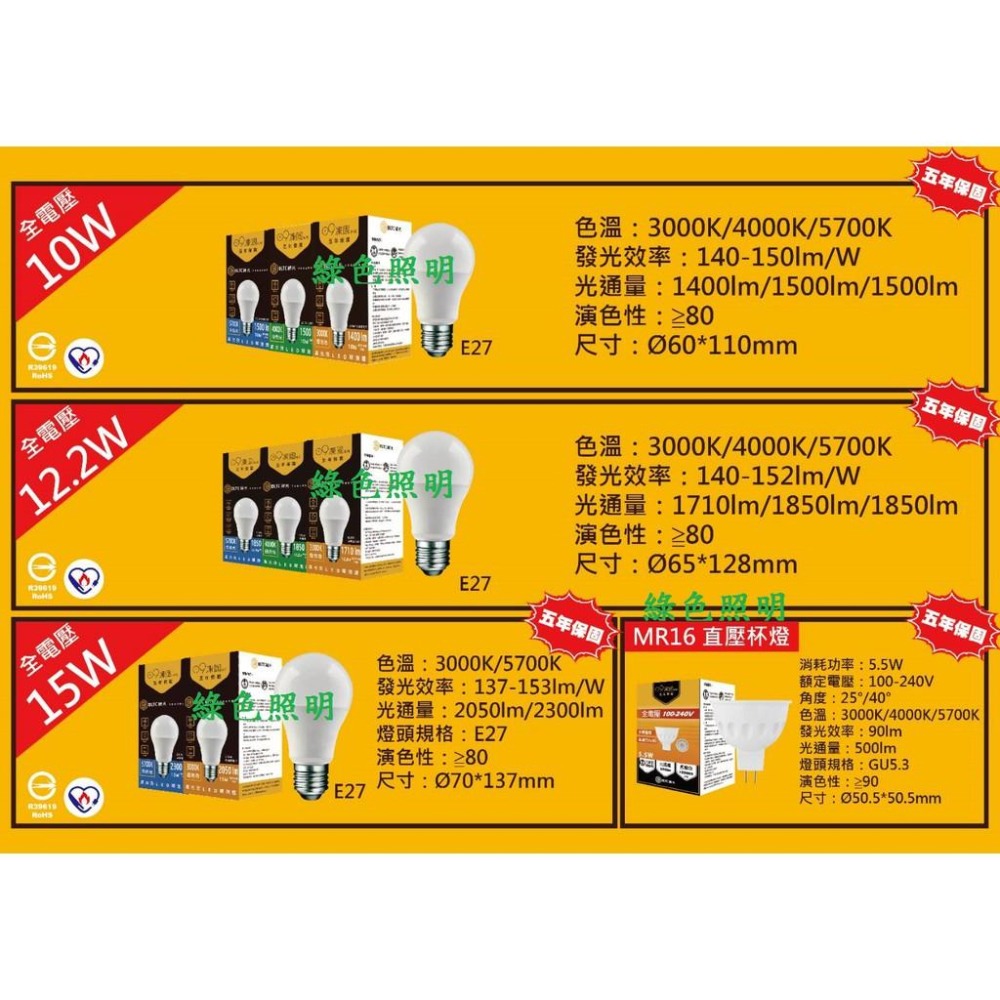 ☆ 綠色照明 ☆  麗光 麗元 凍固球泡 LED10W E27 五年保固 LED燈泡-細節圖3