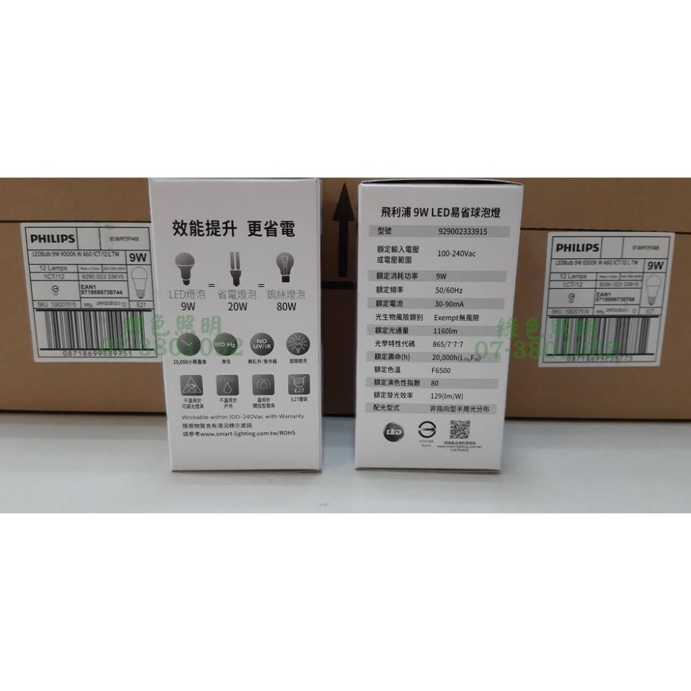 綠色照明 ☆ PHILIPS ☆ 9W 1160LM 易省 LED 球泡燈 E27-細節圖3