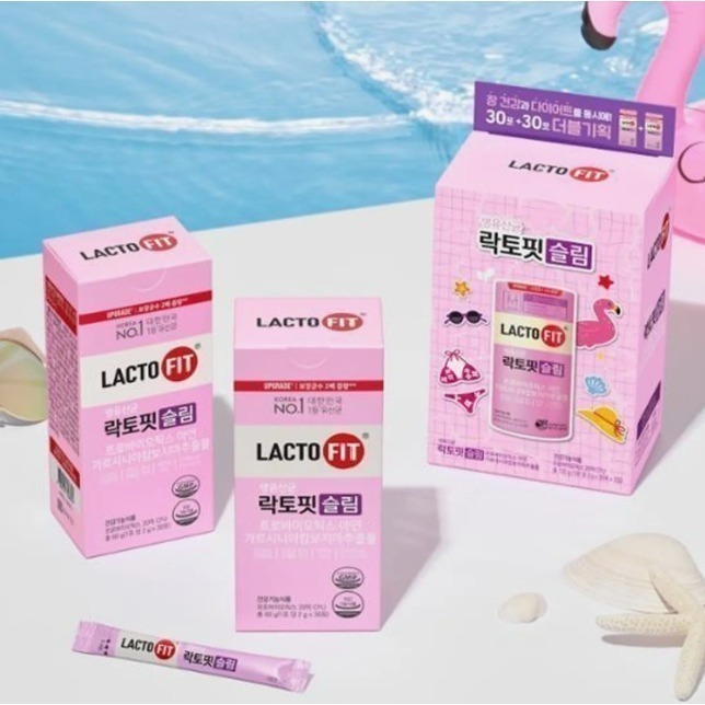現貨 韓國鍾根堂 LACTO-FIT Slim 益生菌 粉紫輕盈款 30條x2盒 120g 2026夏日比基尼版-細節圖2