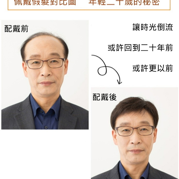 中老年 男假髮 中年大叔髮型 真人髮 整頂髮套  禿頭可戴 遮蓋頭頂 【黑二髮品】OTBX-細節圖3